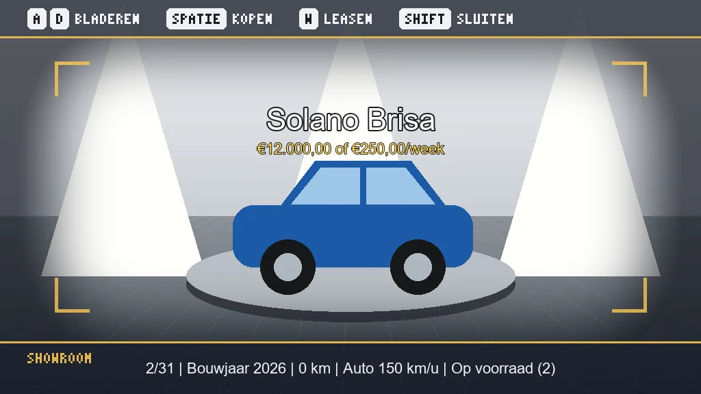 Showroom: browse the cars, buy or lease
